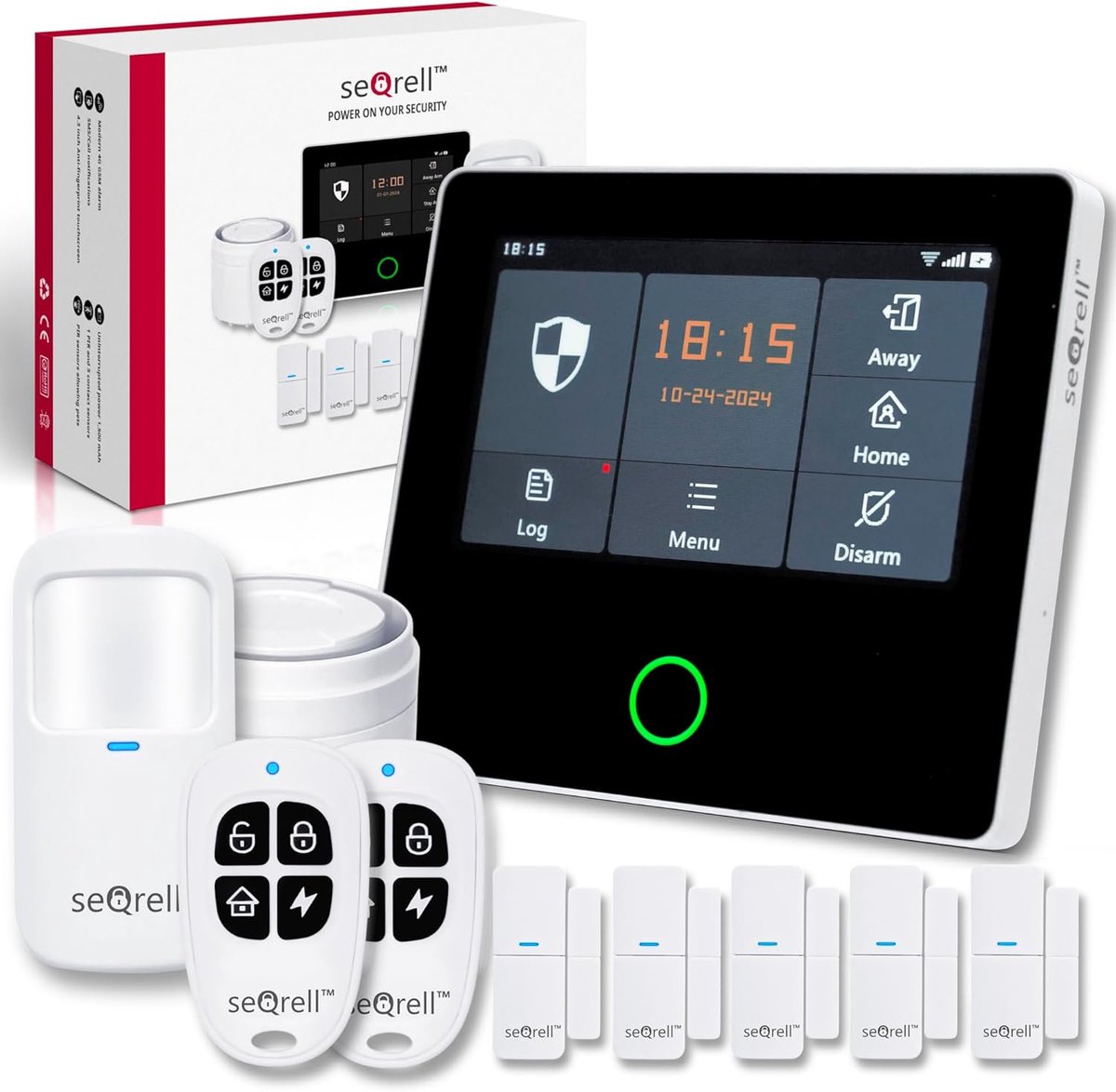 SnelShoppen - Draadloos Thuis Alarm Systeem, GSM 4G, WLAN, Anti-Diefstal Alarm Set met Touchscreen en 1500 mAh Batterij, Tuya Smart Life App, Compatib