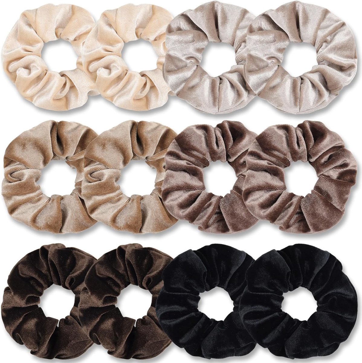 SnelShoppen - 12 Stuks Dames Haarelastiekjes Velvet Scrunchies Elastisch Zacht Braid Haarbanden voor Meisjes - Curry Kleur - Geschikt voor Alle Haarty
