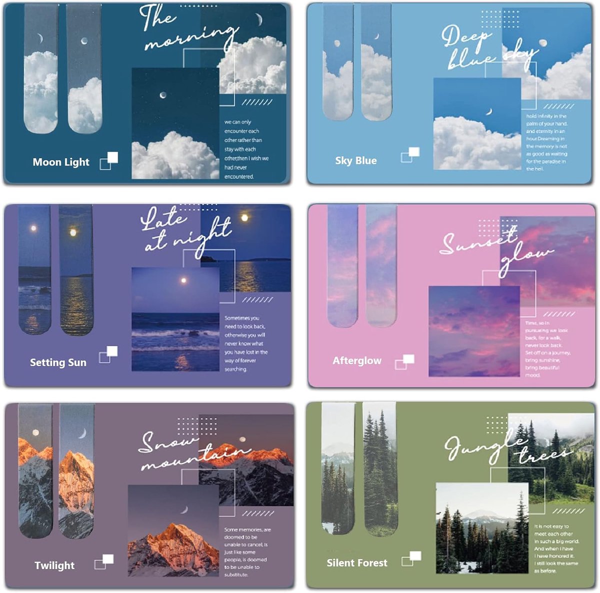 SnelShoppen - Magnetische Boekenleggers Assortiment, Natuurlijke Pagina Markers met Duurzame Magnetische Clip, 6 Stuks, Perfecte Cadeaus voor Vrouwen,