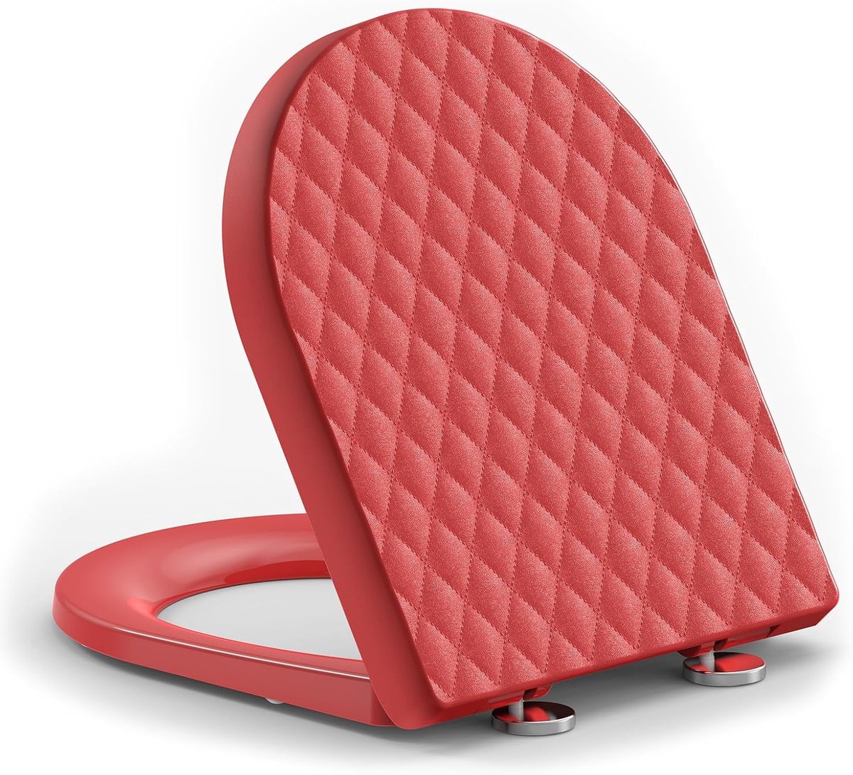PRO Toiletbril D-vorm, wc-bril in diamantstructuur, [kort], softclose wc-deksel, stil neergelaten, krasbestendig oppervlak, snelle verwijdering, 43,5 x 36,2 cm