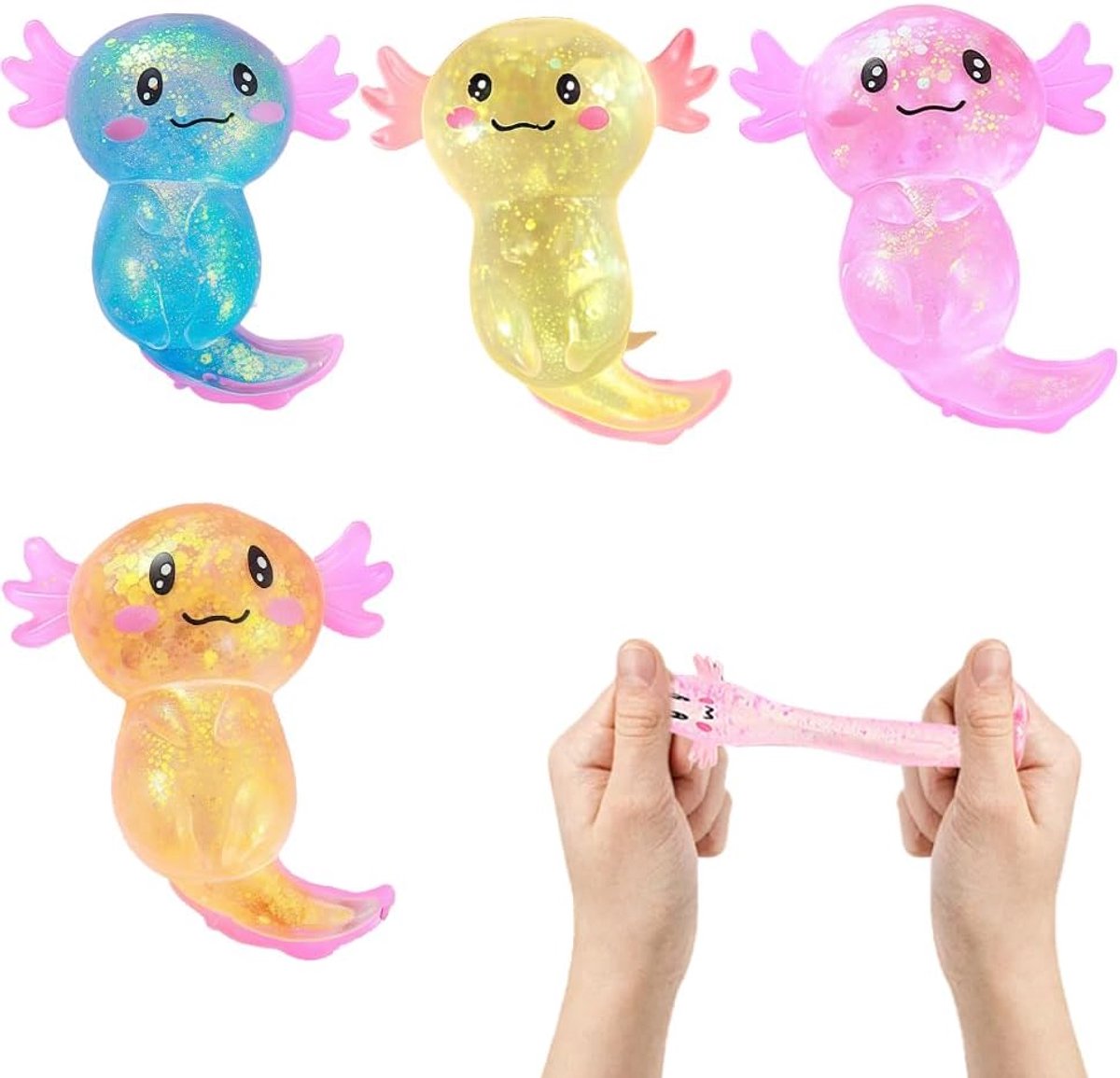 Squeeze Speelgoed, 4 Stuks, Stressverminderend Speelgoed Voor Kinderen En Volwassenen, Knijpbal Voor Feest, Verjaardagsspeelgoed, Groen, Blauw, Roze, Oranje