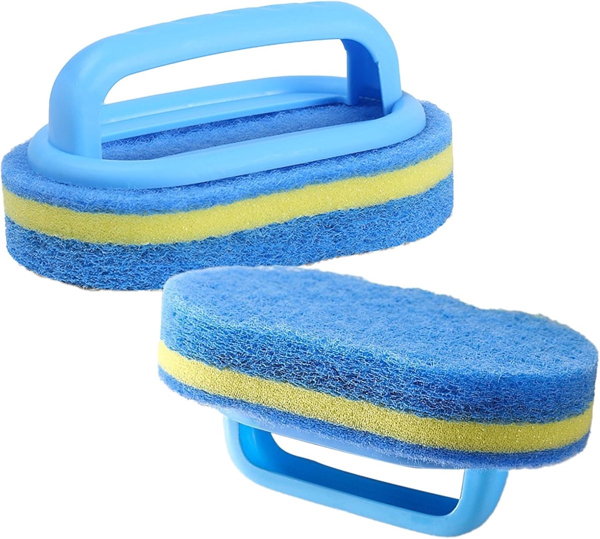 2 stuks reinigingsspons met handgreep, zwembadsponsborstels, 16 x 9,5 x 7,5 cm, sponsborstel, keuken, multifunctionele keukenspons met handvat, voor keuken, badkamer, vloer, muur, wastafel