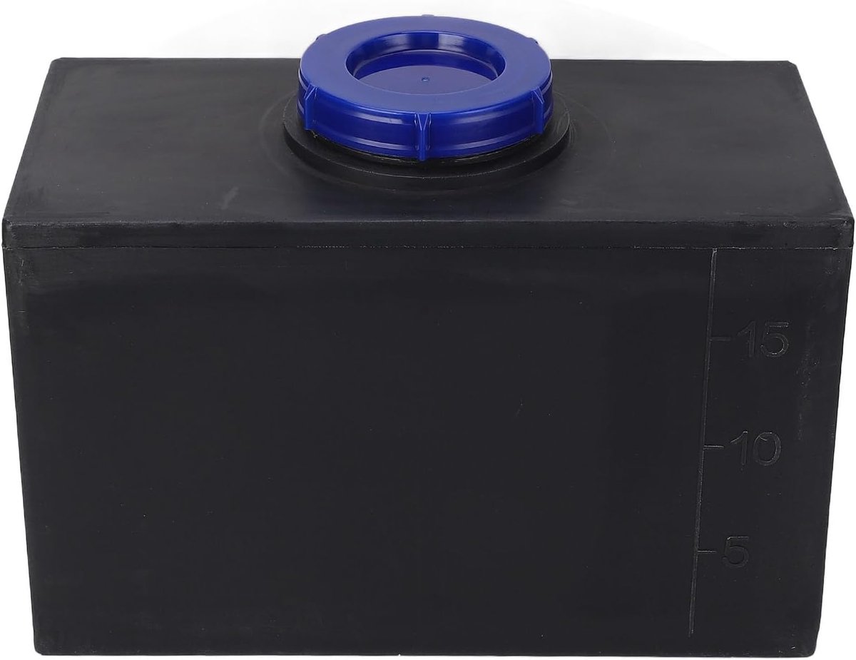 Watertank van 5 gallon, afvalwatertank, zwarte watertank voor , hitte- en koudebestendig, vierkante wateropslagtank voor aanhangers, boten, jachten, 15,7 x