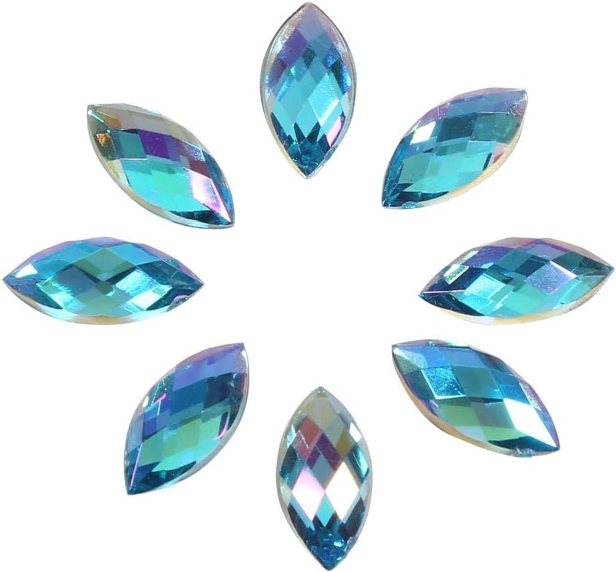 500 Stuks Donkerblauwe Traanvormige AB Plakstenen 7x15mm, Paardenoog Kristallen voor Ketting Kleding Decoratie