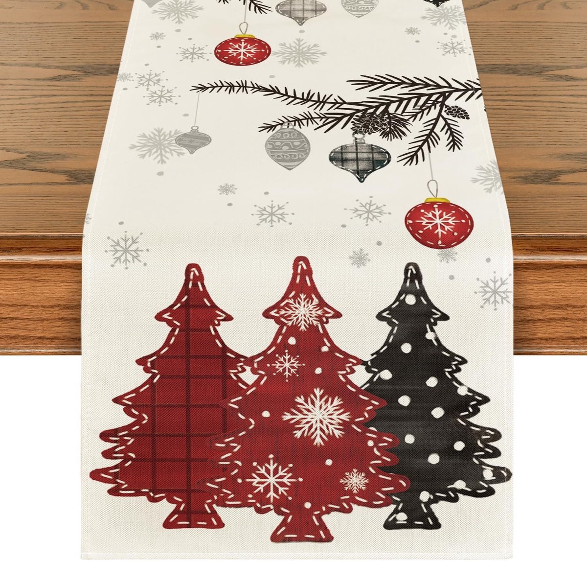Mode Tafelloper met rode bomen, kerstdecoratie, winter, kerst, keukentafel, decoratie, binnen, vakantie, party, decoratie, 40 x 140 cm