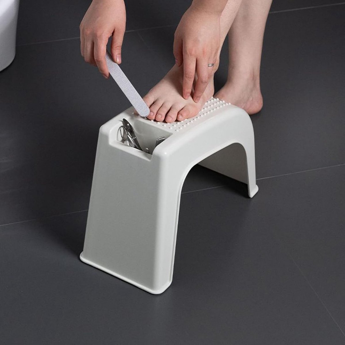 Pedicure Voetbank - Voetensteun Voetenbankje - Voetverzorging Thuis - Antislip Stabiliteit - 37.5x28x16.5 cm - Wit