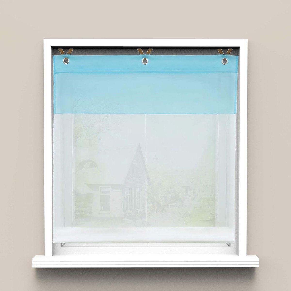 Vouwgordijn - Vitrage Gordijn - Privacy Creëren - Zonder Boren Montage - 45x165 cm - Blauw