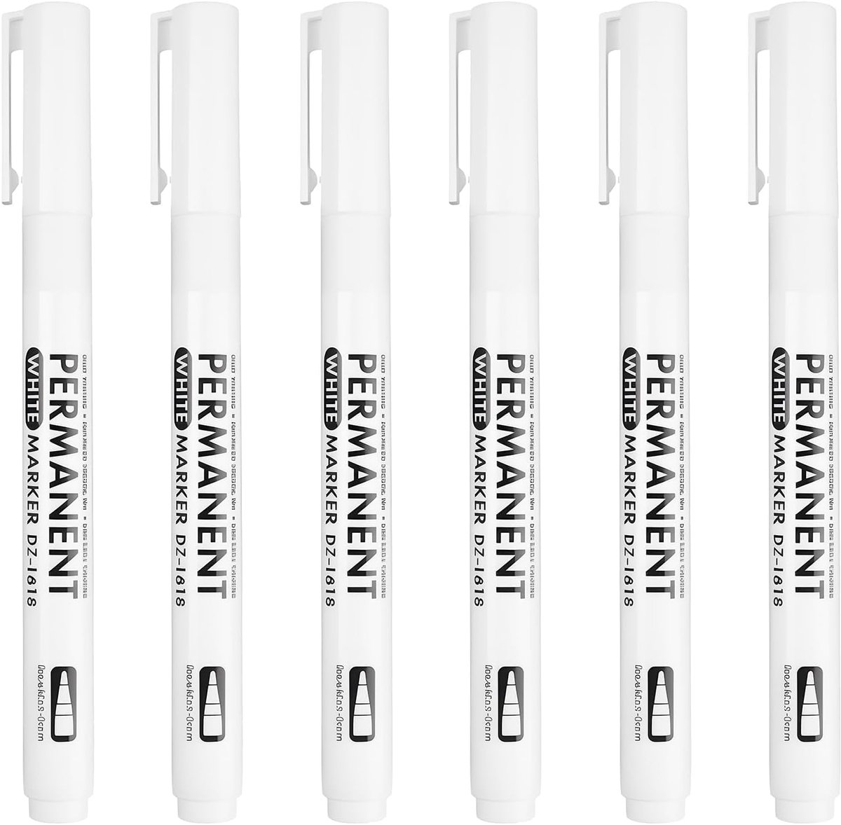 Permanent Markers, Acrylic Pens, 2 mm Wire Width, 6 Pieces, White, Quick-Drying, Waterproof, Quick-Drying, for Stone - ShopVlot