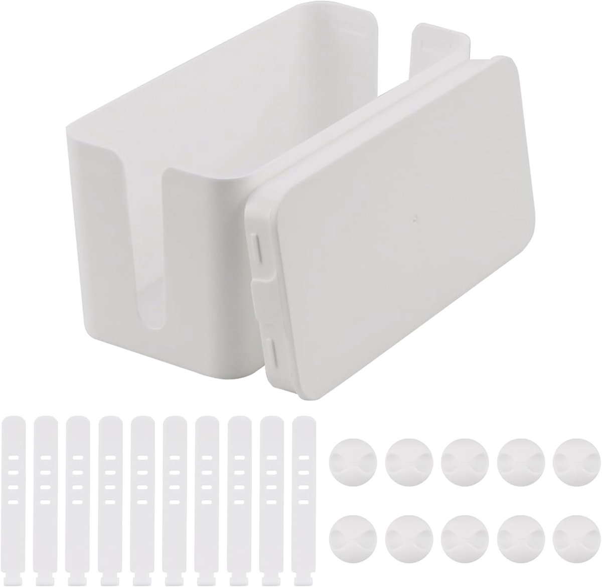 Cable Box, Cable Management Box, Small Storage Box for Power Strips and Adapter, Cable Collector with Side Inputs - ShopVlot