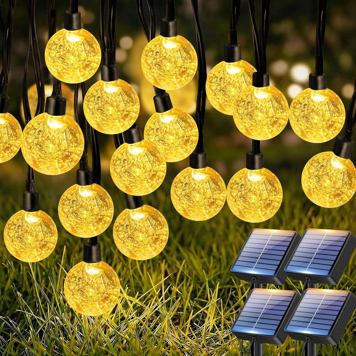 Lichtketting met kristallen bollen 10 m - 30 leds - waterdicht - sfeervolle verlichting voor buiten - ShopVlot