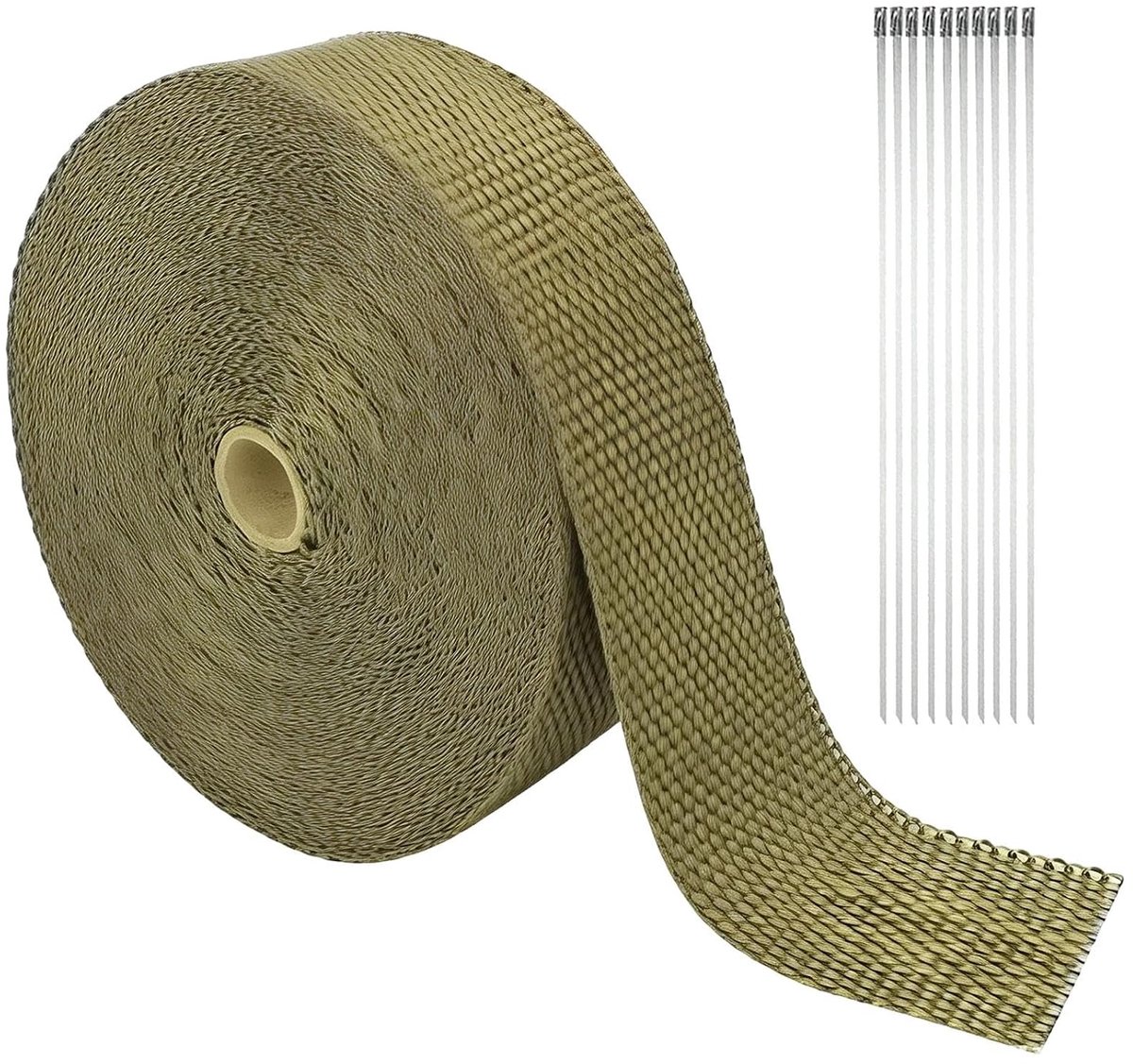 SnelShoppen - Hittebeschermingsband voor uitlaat 50 mm x 15 m - Titanium kleuren - Temperatuurbestendig, geluidsisolerend, hittebescherming, uitlaatba