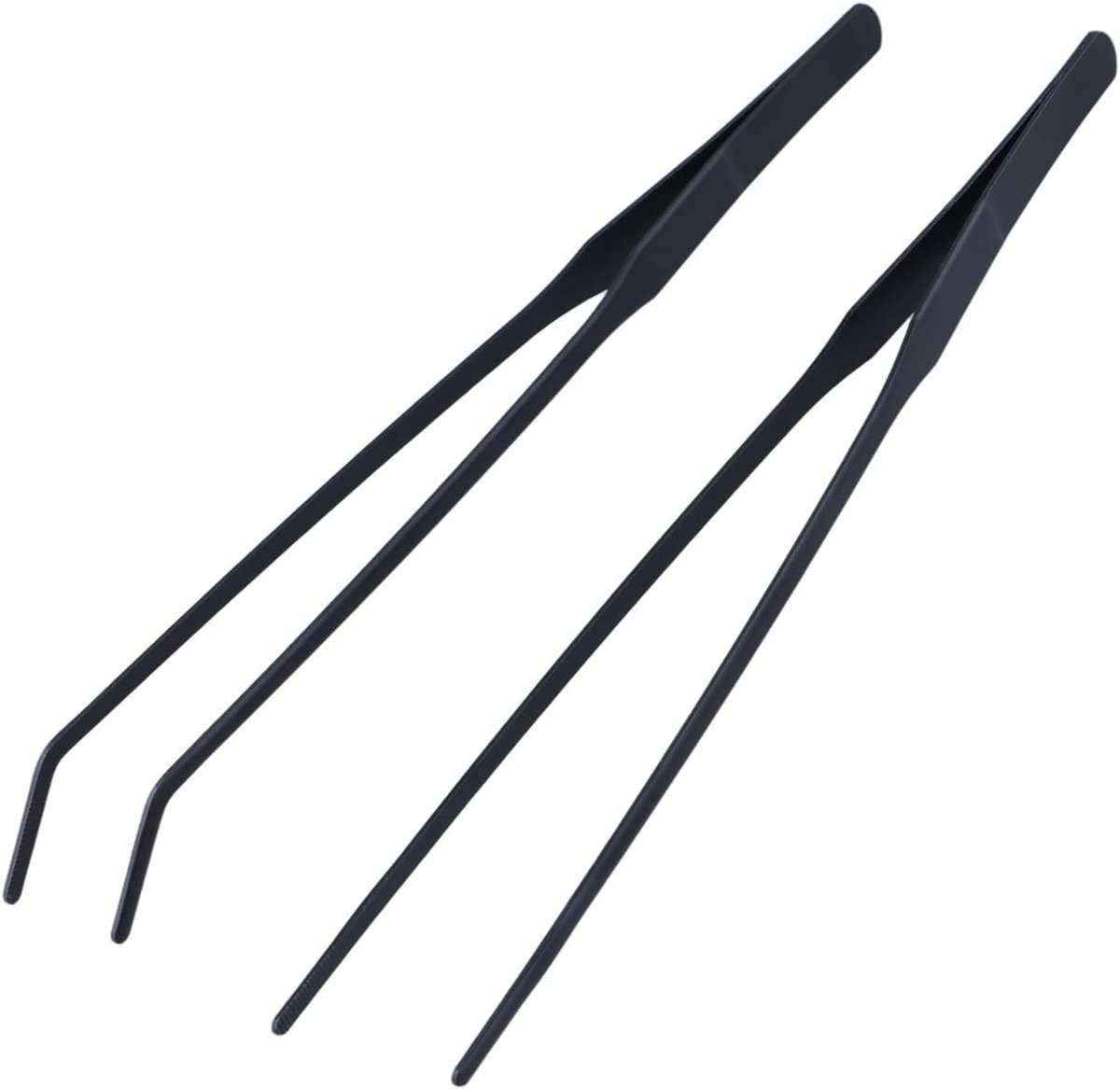 SnelShoppen - 27 cm Aquarium Tweezers Set - RVS Precisie Pincet voor Terrarium en Aquarium - Zwart - Recht en Gebogen - Plantaccessoires voor Reptiele