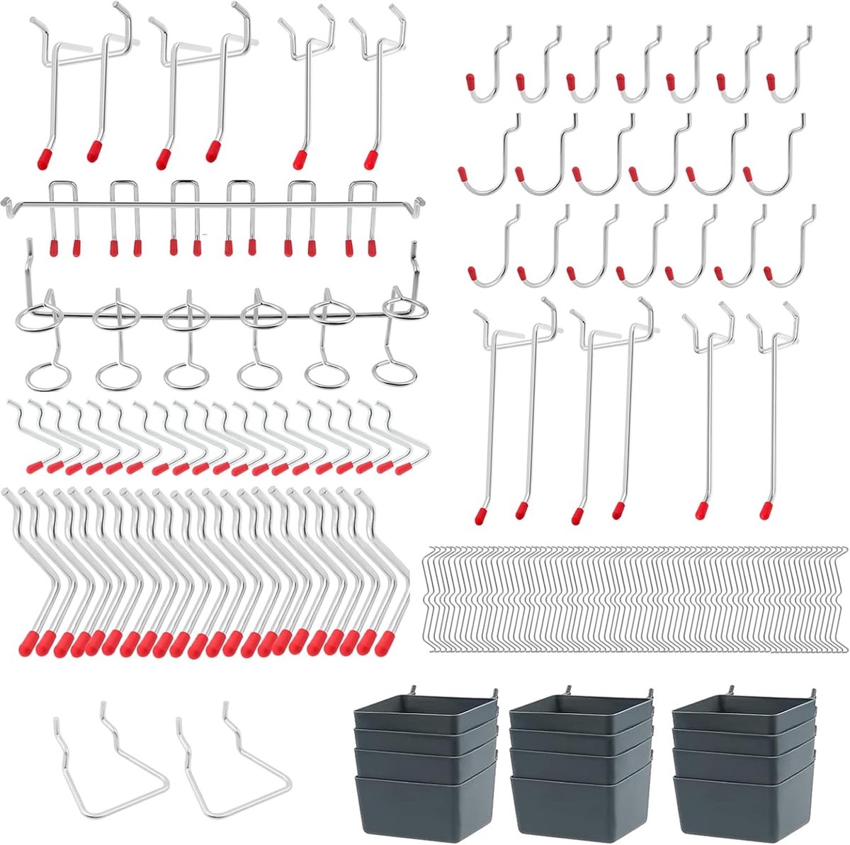 SnelShoppen - 230 Stuks Steekbordenplankenset, Steekbordhaken, Assortiment Steekbordhouders en Steeksloten voor Organiseren van Gereedschappen, Univer