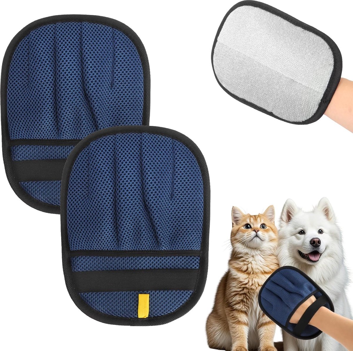 SnelShoppen - Pack van 2 Hechtingshandschoenen Dubbelzijdige Dierenhaar Verwijderhandschoenen Herbruikbaar voor Kleding en Textielverwijdering