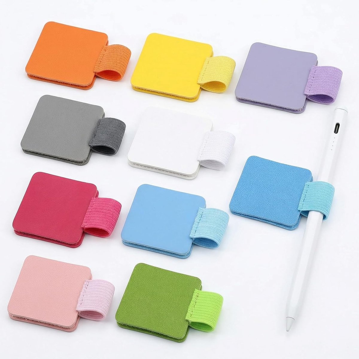 SnelShoppen - 10 Stuks Zelfklevende Pennenhouder, Elastische Penhouder, Multicolor, Geschikt voor Notitieboek, Tablet, Kantoor, School en Thuis