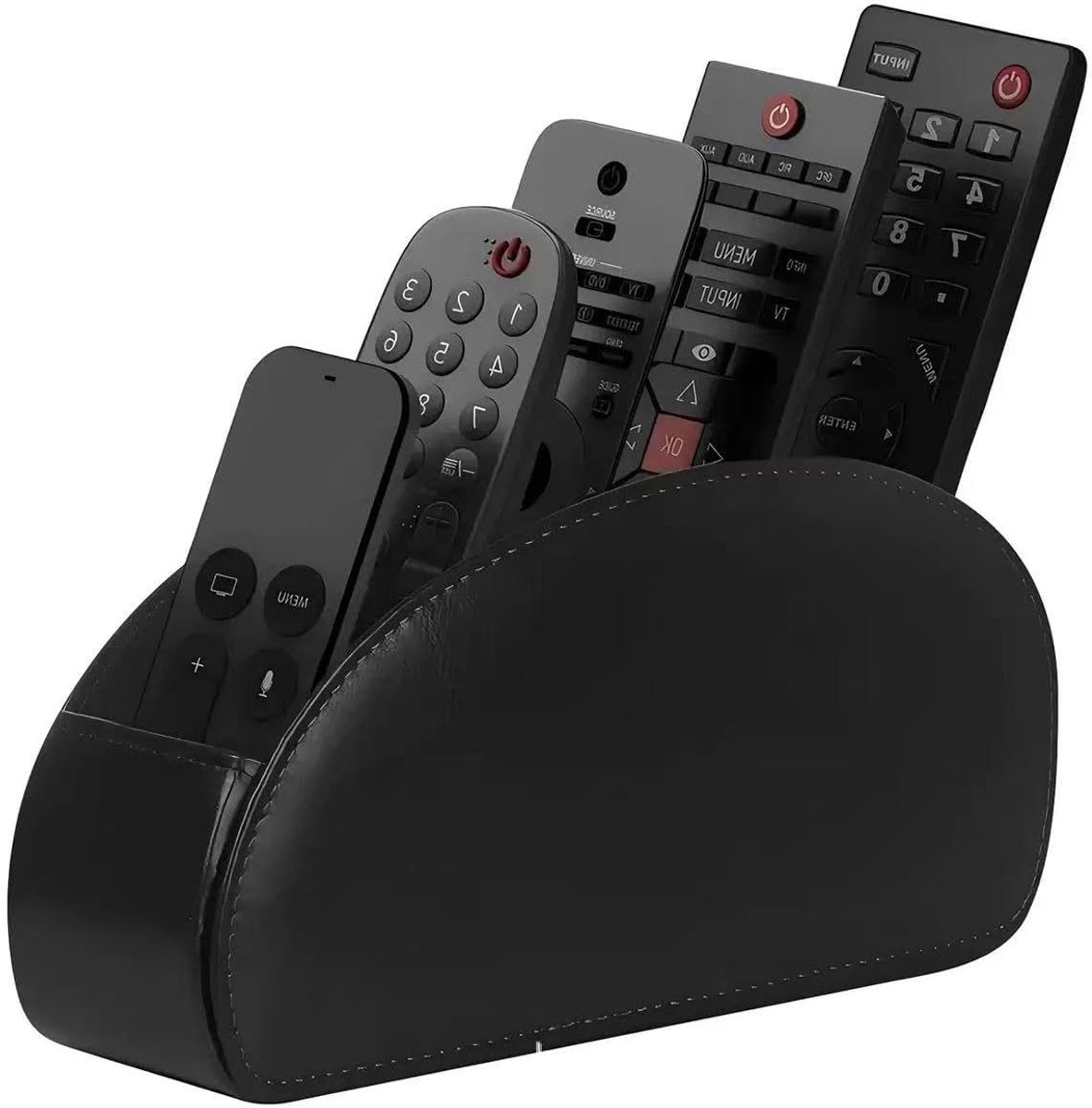 SnelShoppen - Remote Control Houder met 5 Compartimenten, PU Leer Bureau Organizer, TV Afstandsbediening, Opgeruimd en Organizer, Opslagdoos voor TV A