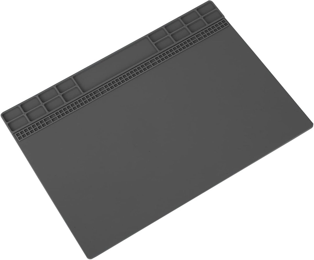 siliconen soldeermat Grote magnetische siliconen soldeermat Schroef Elektronische reparatie Werkmat Laskussenreparatieset voor soldeerstations Desoldeertelefoon(Grijs)