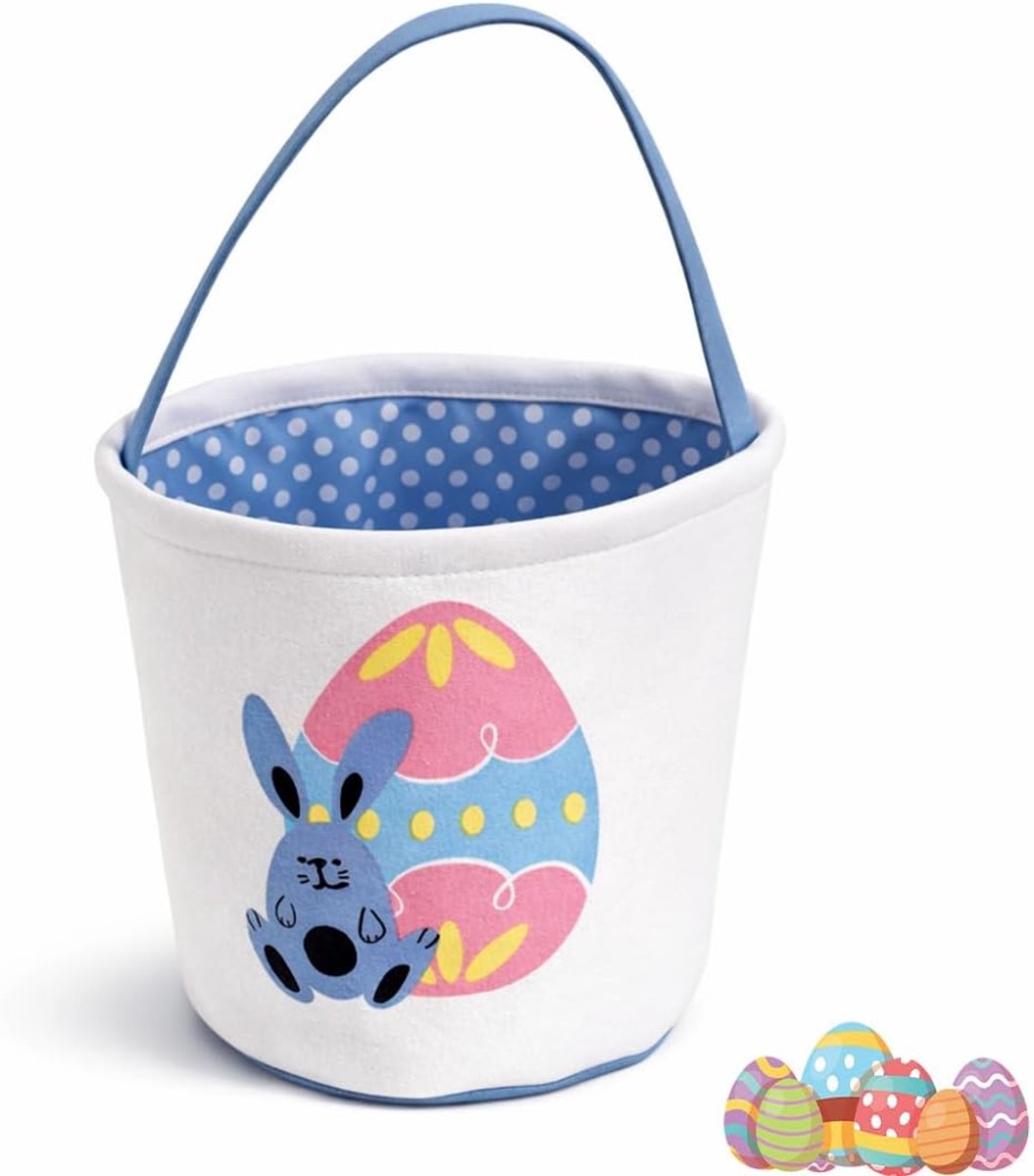 Paasmand voor kinderen, schattige konijnen, tassen, paasmanden met handvat voor de eierjacht en spelletjes voor paasfeesten