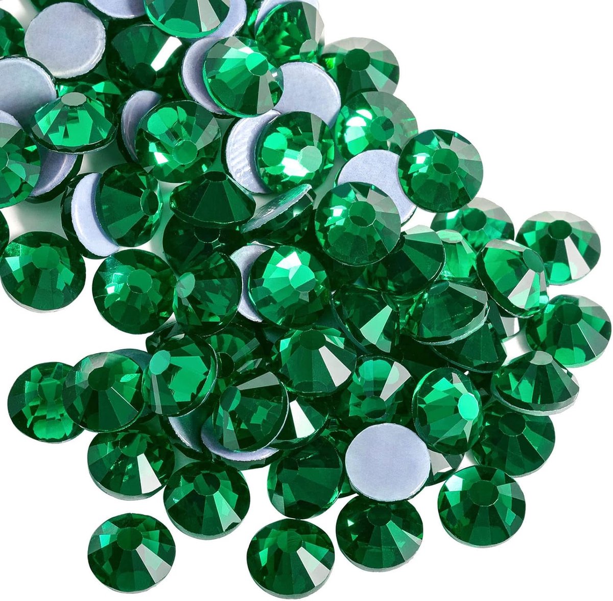 Strassteentjes, hitteefix strass-steentjes om te knutselen, hotfix kristallen ronde edelstenen, smaragd, SS12, 3.0-3.2mm