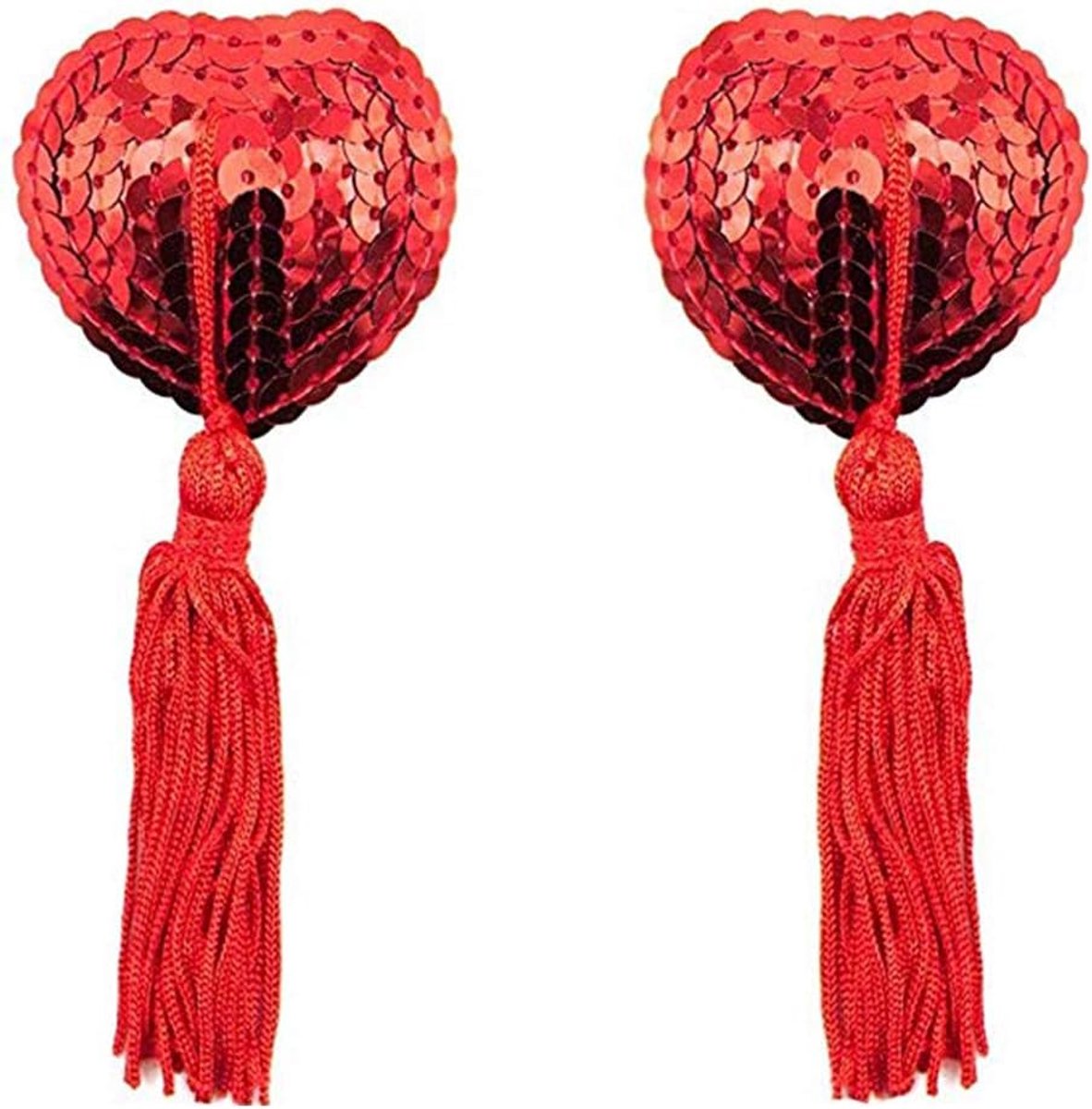 Borst Pasties BH Zelfklevende Siliconen Tepel Cover Stickers Herbruikbare BH Pailletten Hart met Kwastje voor Koppels Rol Spelen Kostuum Game Party Accessoire