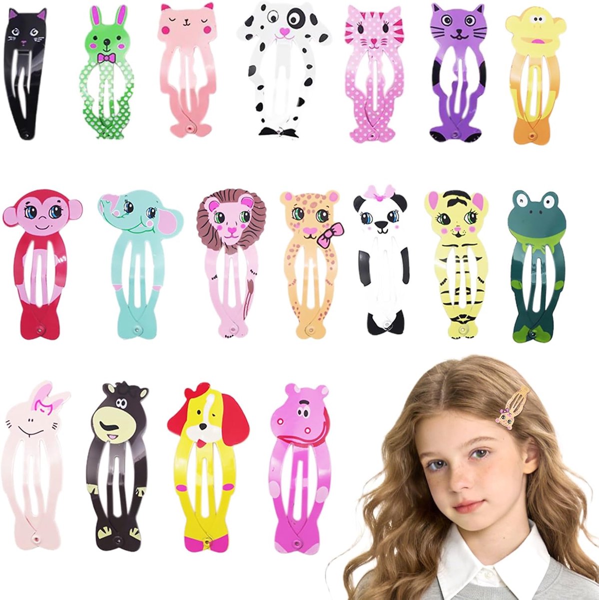 Haarspelden voor meisjes, 18 stuks haarspelden voor meisjes, schattige diermotieven, perfect voor kinderen, baby's en jongeren