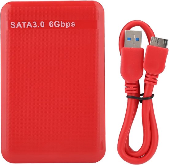SnelShoppen - 6TB externe harde schijf houten behuizing zwart, wit, rood - snelle data opslag en backup met UASP protocol — afbeelding 4