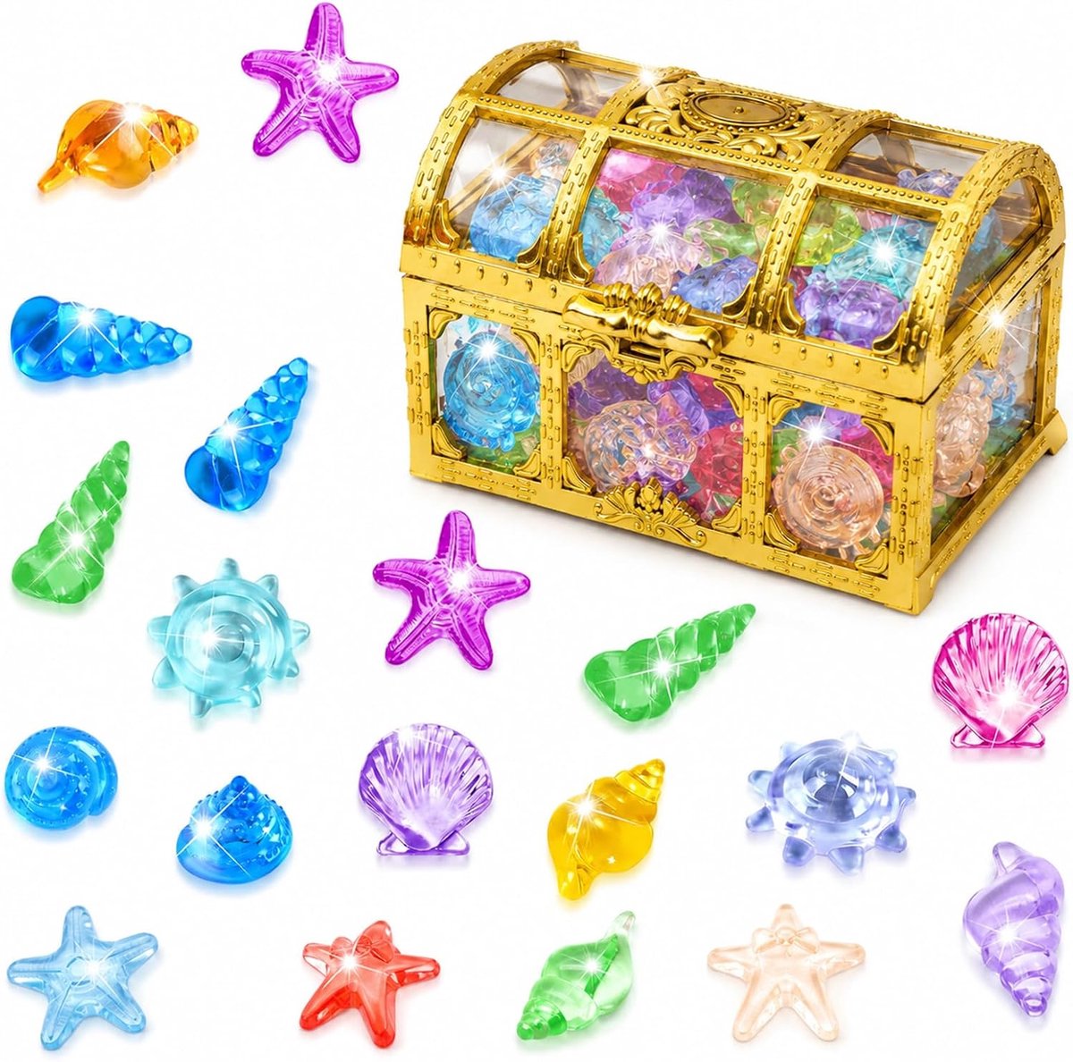 zwembadspeelgoed, duikspeelgoed, zwembadspeelgoed voor kinderen | Zwemspeelgoed, 32 kleurrijke diamanten met piraten-schatkist, onderwater edelsteen, zwemmen, training, waterspeelgoed