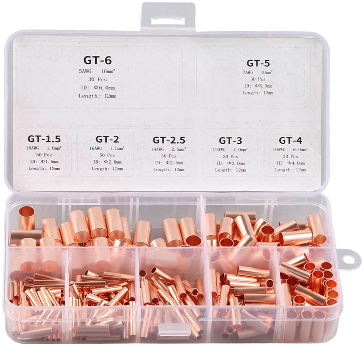 250-delige koperen buisaansluitset, aansluitverbindingsset, draad-hardware-accessoires