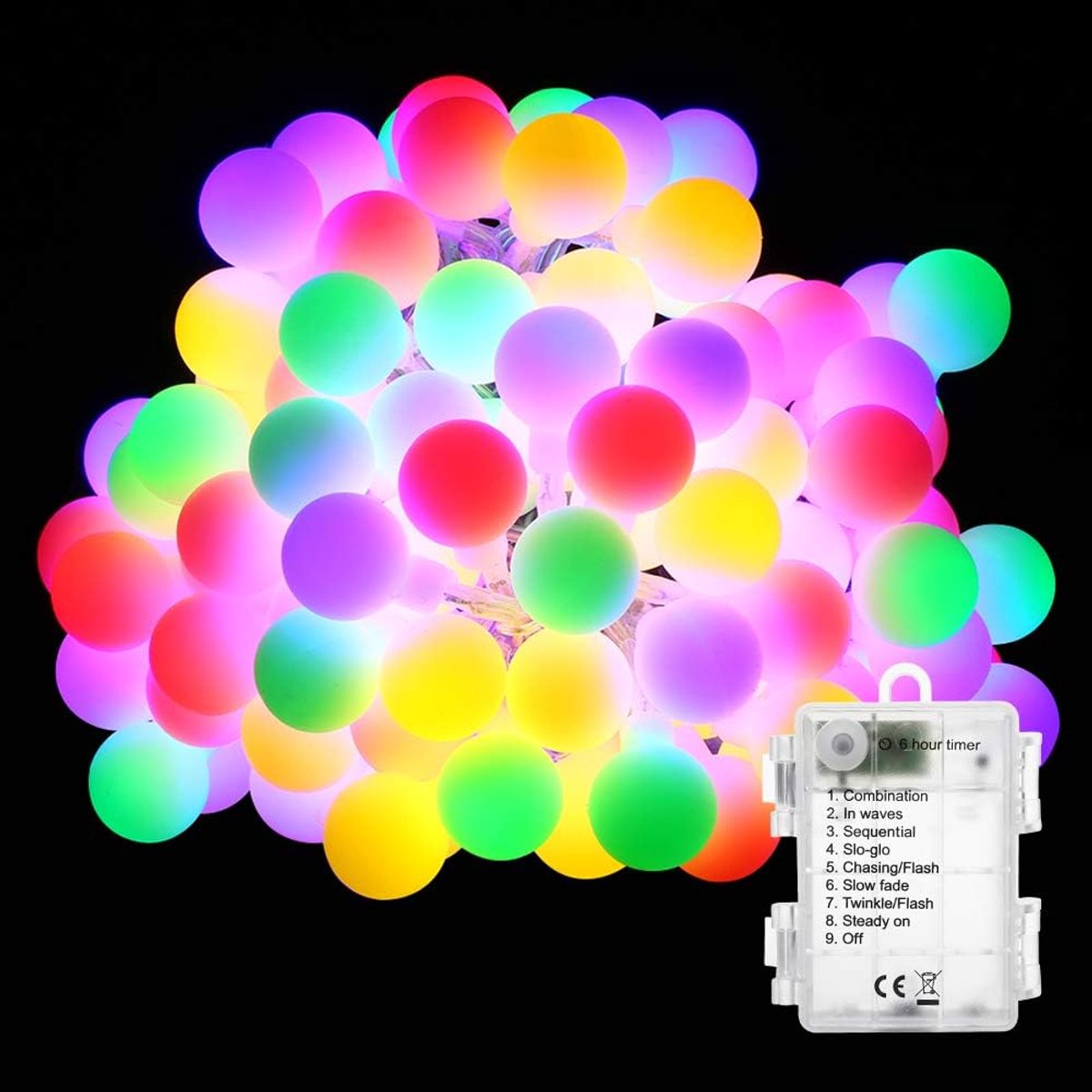 Lichtsnoer met 50 leds, kleurrijk, 5 m, lichtketting voor buiten