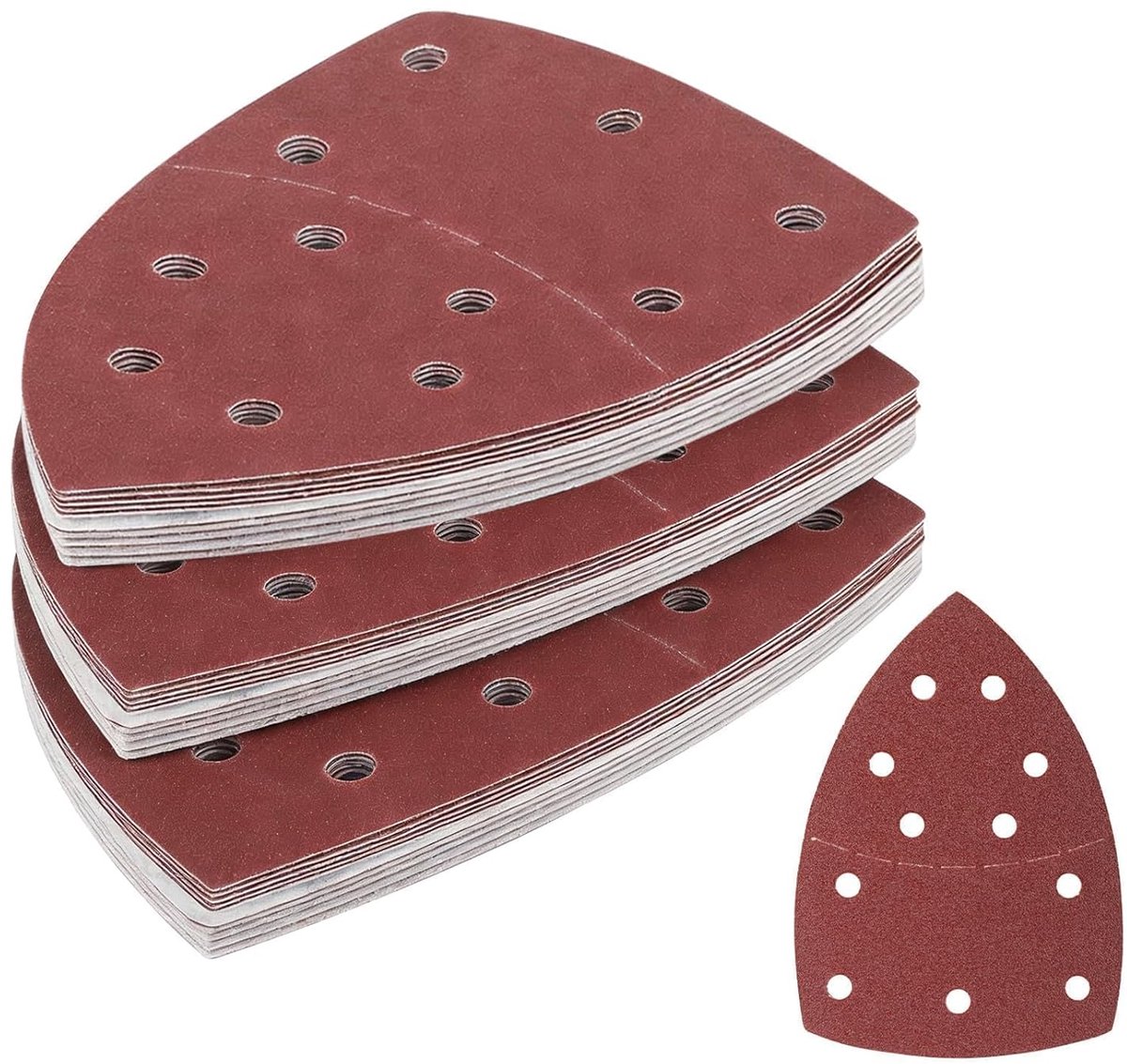 driehoekschuurpapier, korrelgrootte 60 | klittenband, schuurpads, schuurdriehoek, schuurschijf voor hout, beton, metaal, 152 x 105 mm, 30 stuks