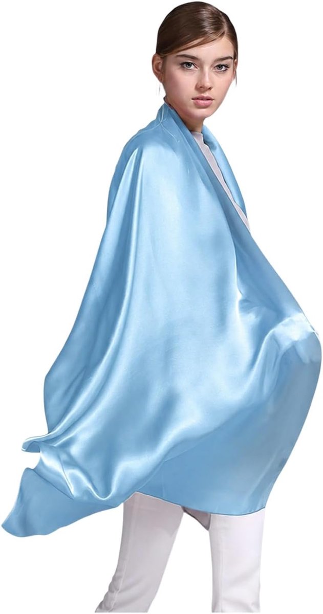 dames avondkleding lange zijden sjaal effen kleur