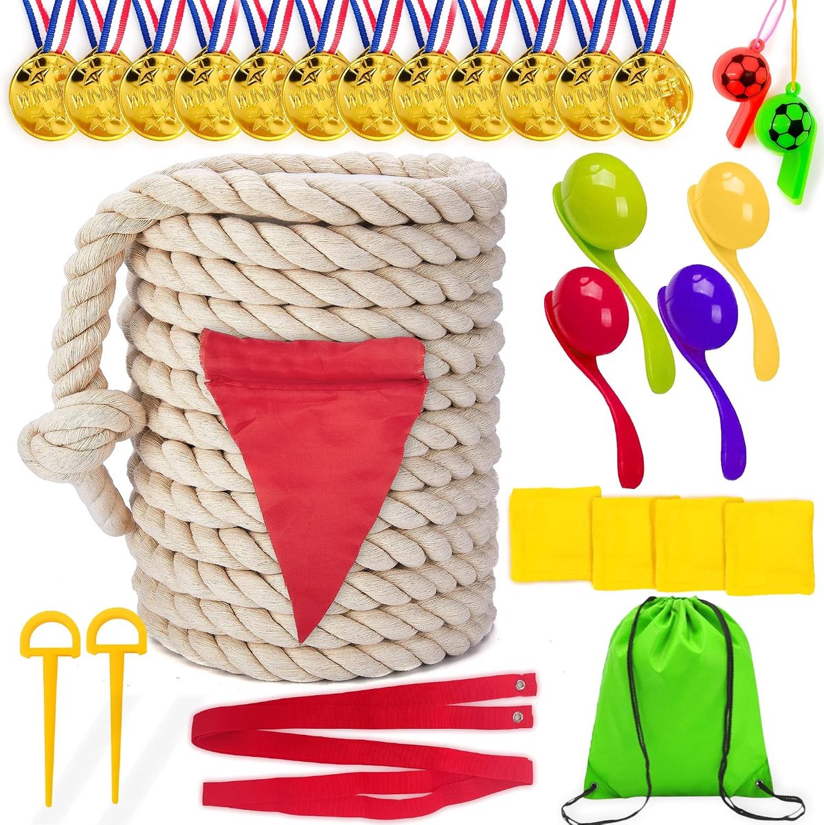 Sportdagset Touwtrekken,Traditionele Tuinspellen voor Touwtrekken | Duurzaam Touwtrekken voor Buitentuin Velddag Verjaardagsfeest Spelletjes voor Kinderen en Familie