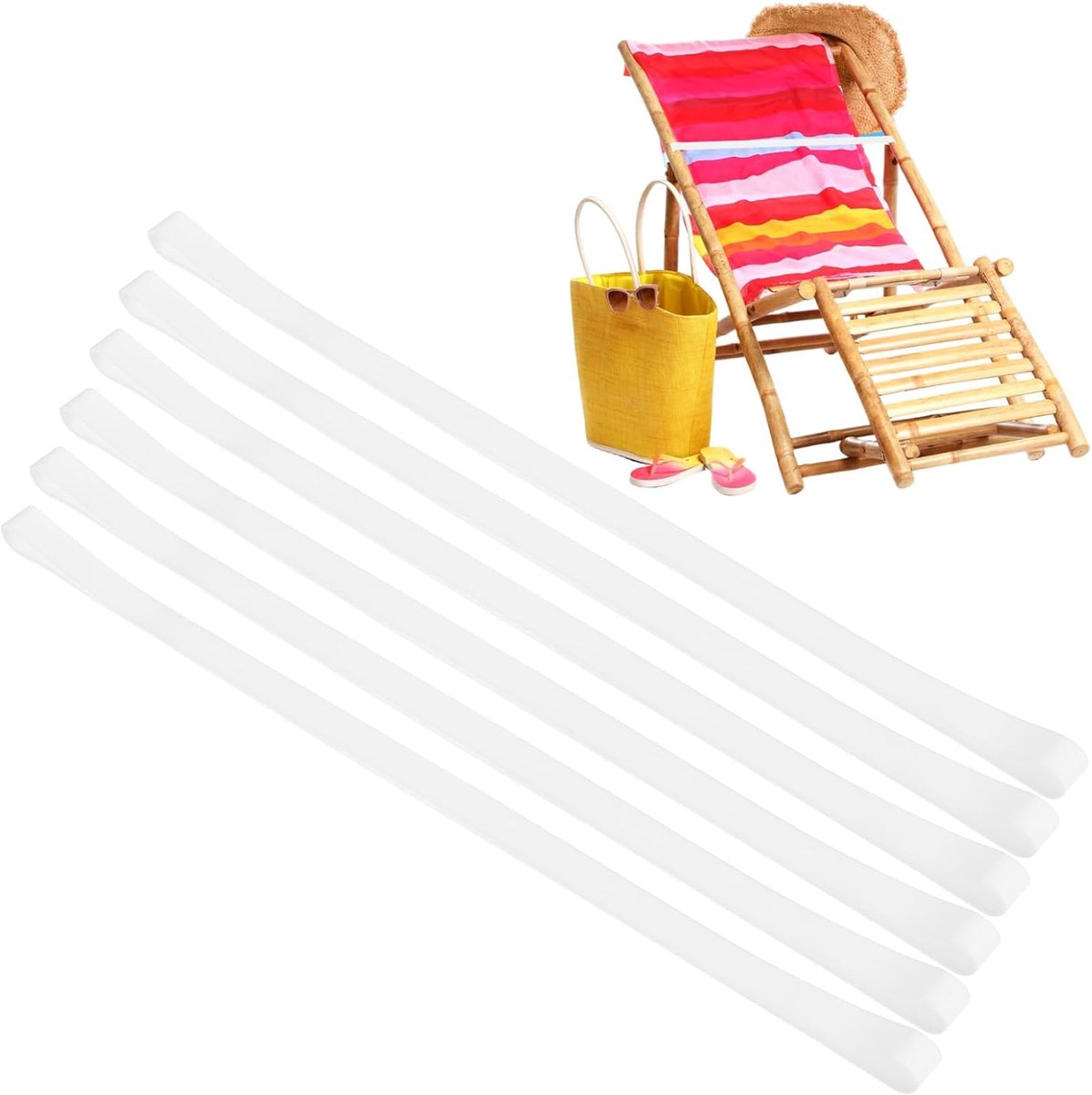 METERXITY 6 stuks handdoekbanden voor strandstoelen, herbruikbare clips voor elastische strandhanddoek, winddicht, voor cruiseschepstoelen [wit]