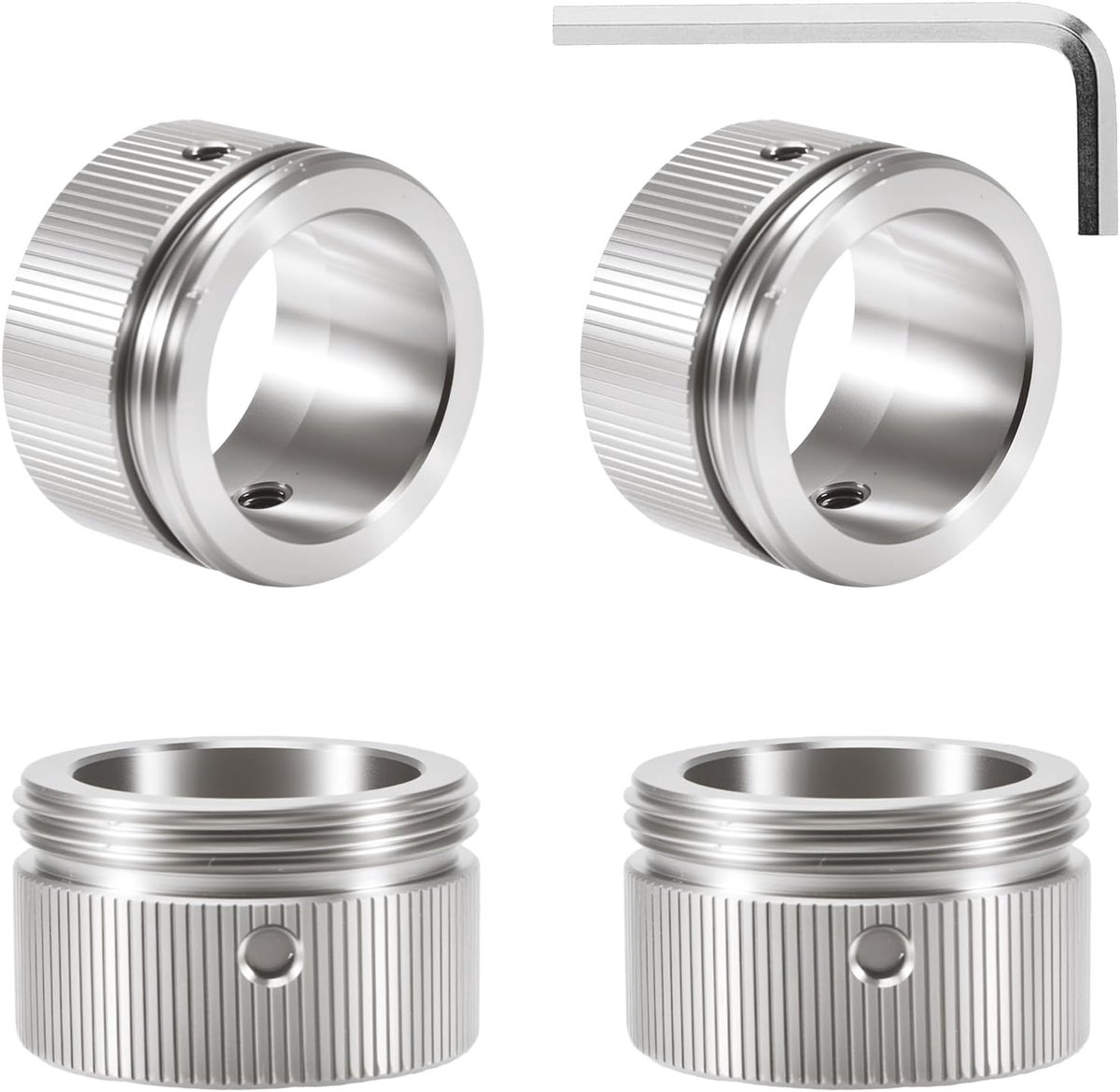 SnelShoppen - Pack van 4 304 RVS Verwarmingsklep Adapters, M30 x 1.5 Thermostaat Adapter voor Radiatorventielen, Thermostaatkop met Strepen, Lekvrije