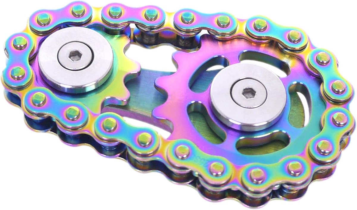 Spinner, Linkage Bike Chain Spinner Design 2 Gänge Figity Spin Fingerspiele, Metall Edelstahl Langlebige Mechanik mit glatten Lagern, Figit Spielzeug für Erwachsene Kinder - Voll bunt
