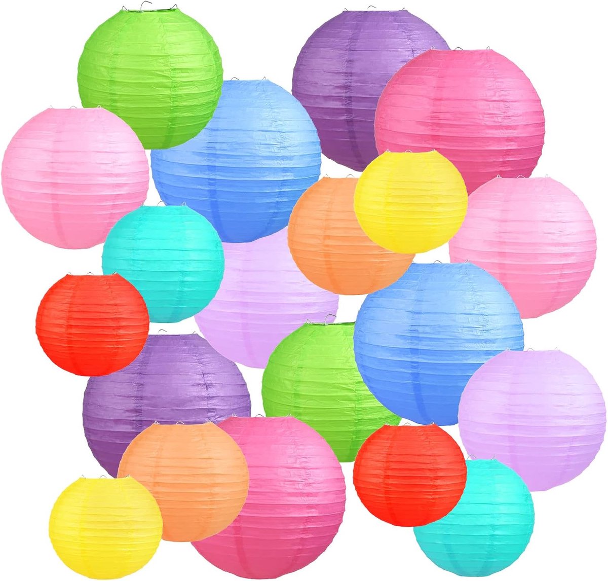 20 stuks kleurrijke papieren lampions papieren lampion lampenkap 10 kleuren 4 maten voor vakantie bruiloft verjaardagen tuinfeest baby shower decoratie binnen en buiten