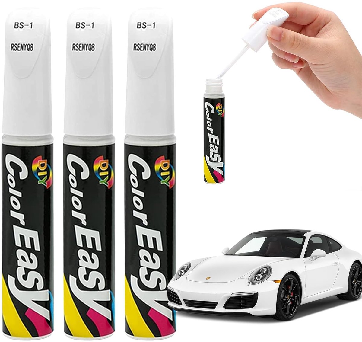 SnelShoppen - Car Paint Pen - Auto Krassen Herstel Pen - Wit - 3 Stuks - Krassen Verwijderen - Compact en Licht - Voor Auto Onderhoud