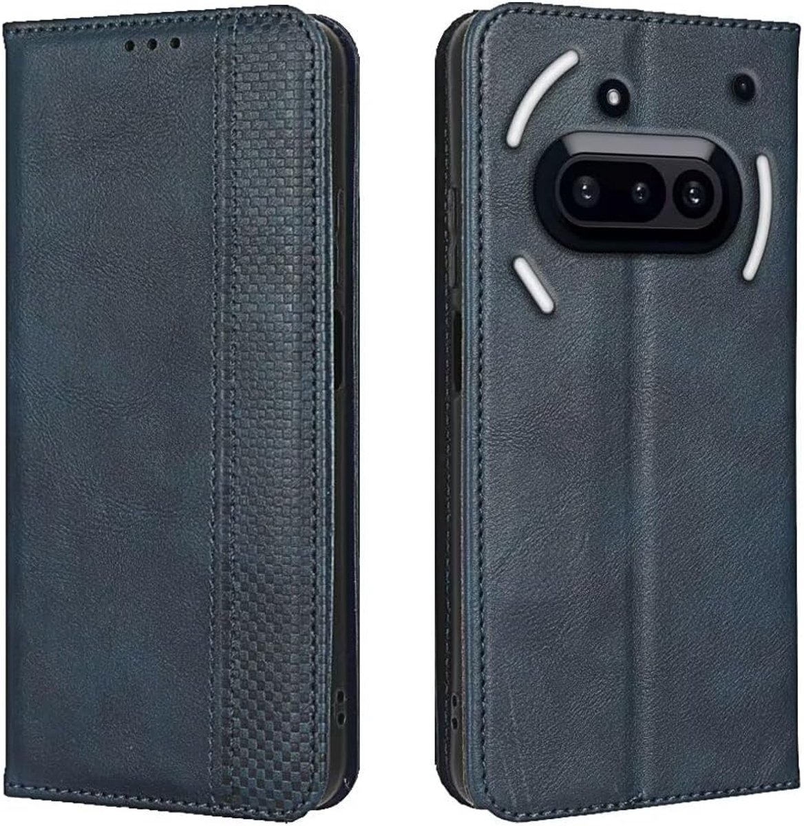 Hoes voor mobiele telefoon voor NothingPhone (3A) (6,77 inch), flip folio, PU-leer, magnetische schakelaar, beschermhoes, 3 kaartvakken, 1 portefeuille, standcase - blauw