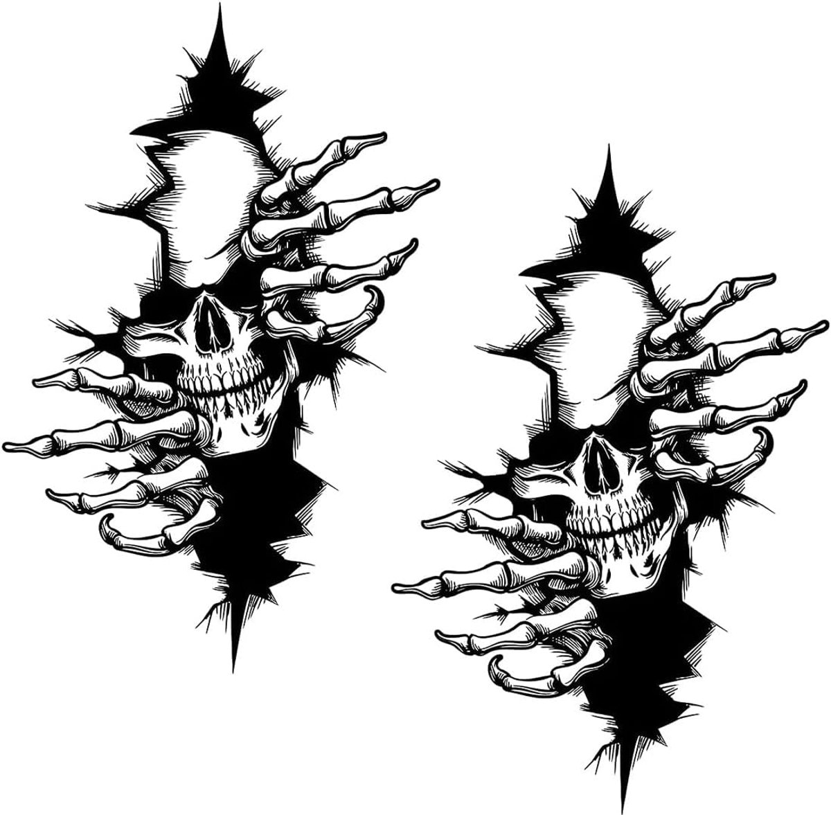 2 stuks Autosticker, doodshoofd Autosticker, doodshoofd sticker voor autoruit, bumper, laptop