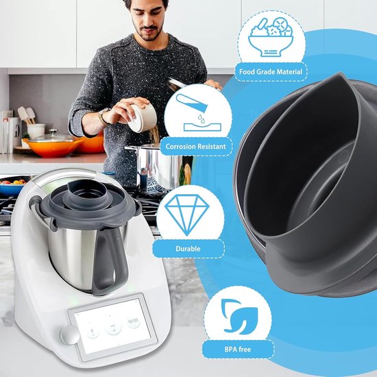 Maatbeker Voor Thermomix TM5 & TM6 Vorwerk - Accessoires Voor Thermomix - Hittebestendig En Koudebestendig, Deksel Met 100 Ml En 50 Ml Markering — afbeelding 2