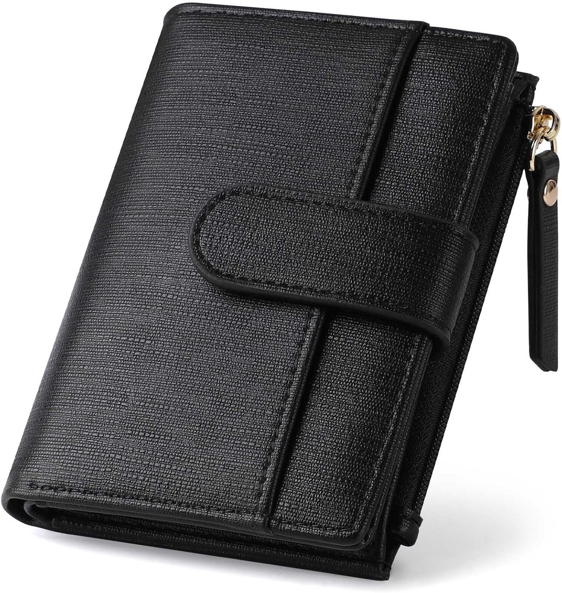 Portemonnee voor dames, dames portemonnee klein RFID Zwart | Damesportemonnee, Ritssluiting voor Muntgeld, ID-venster, Kaartsleuven, RFID-blokkering,Synthetisch Leer, Geschenken