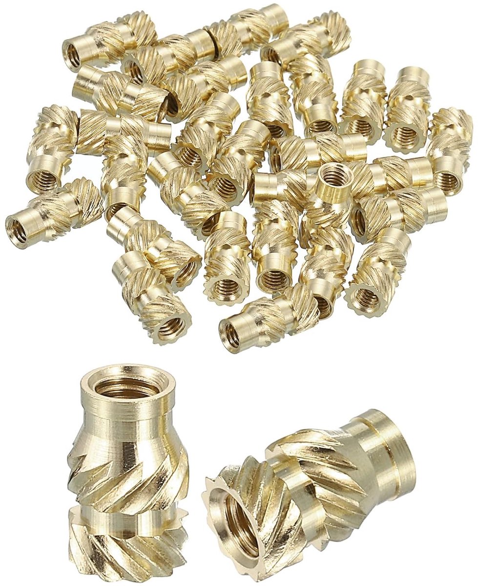 Moeren met sleufinvoer, 50 stuks M3 x 8 mm L x 5 mm Od 3D afdrukken messing moeren met schroefdraad vrouwelijke moeren voor het inbrengen thermovaste messing inzetstukken