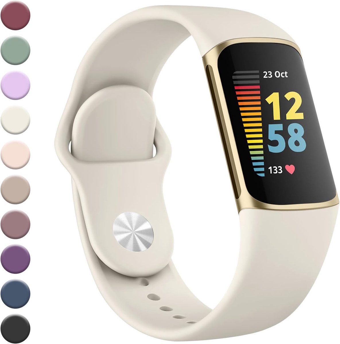 Armband voor Fitbit Charge 5/Charge 6 armband voor dames en heren, verbeterde siliconen horlogeband, sportief, verstelbare reserveband voor Fitbit Charge 5/Charge 6 armbanden