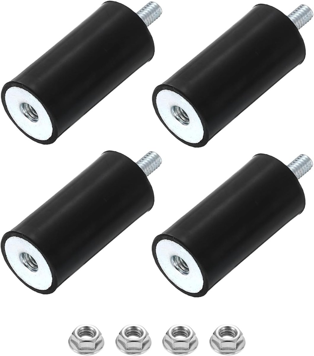 4 stuks rubberbuffers M4x10mm, 15x30mm rubbervoet natuurrubber met schroef Gegalvaniseerd staal Anti-vibratiebuffer voor luchtcompressoren, pompen, motoren, industriële machines