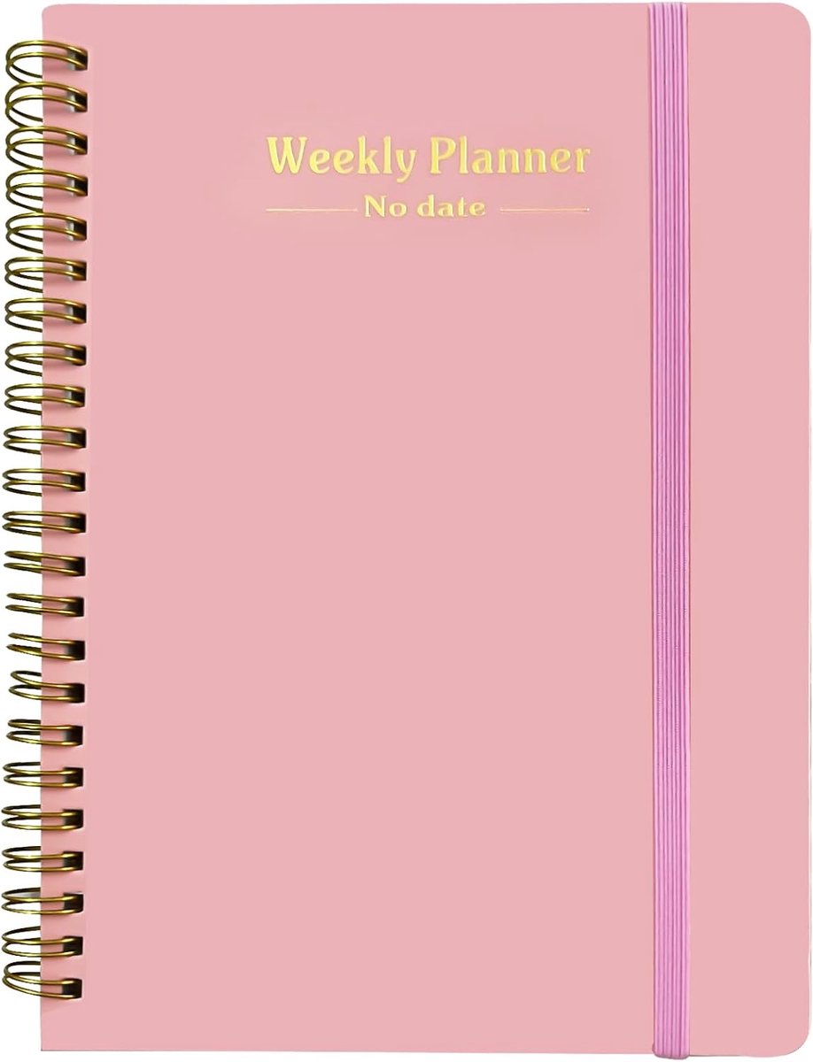 Weekplanner - Ongedateerde A5 Agenda en To Do List Notebook - Spiraal Notitieboek - voor Werk, Studie en School