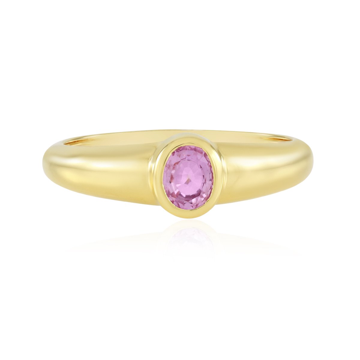Cavill - Damesring 18K Goud Verguld - 925 Sterling Zilver - 0,31 ct Roze Ceylon Saffier - Ovaal Briljant Geslepen Edelsteen - Elegante Glanzende Ring