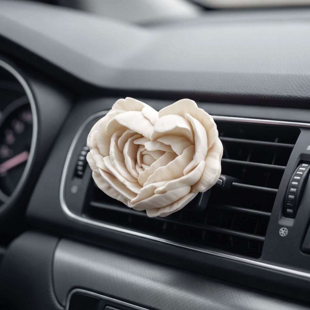 Autoverfrisser pioenroos wit - Passieve auto aroma diffuser etherische oliën - Cadeau aromatherapie - Autoparfum