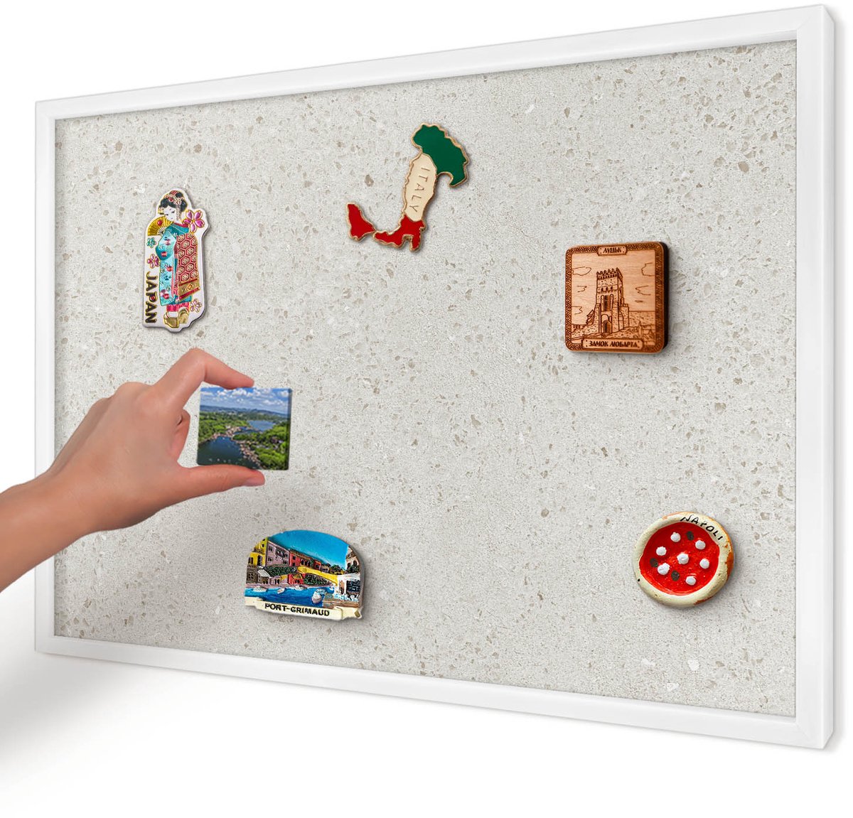 Artprintcave Beige Magneetbord mit Witte Lijst - 60x40 cm - Subtiele Elegantie Notitiebord - Minimalist Magneetbord Voor Keuken - Texturen