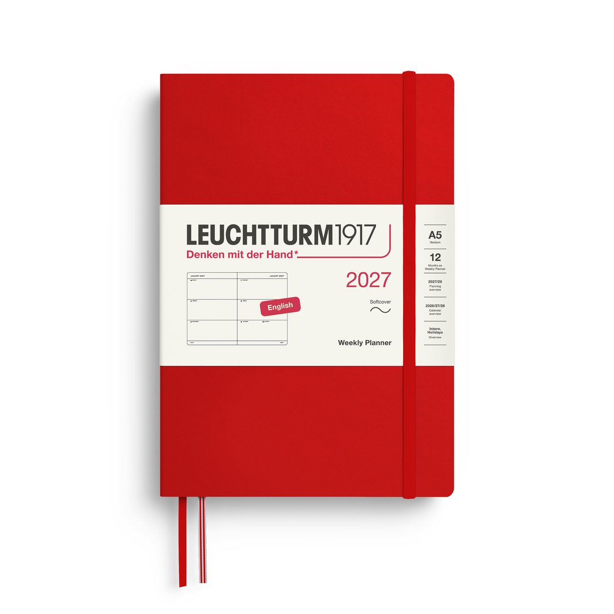 Leuchtturm1917 - 2027 - Agenda - Weekly Planner - A5 Medium 15x21cm - cherry - softcover