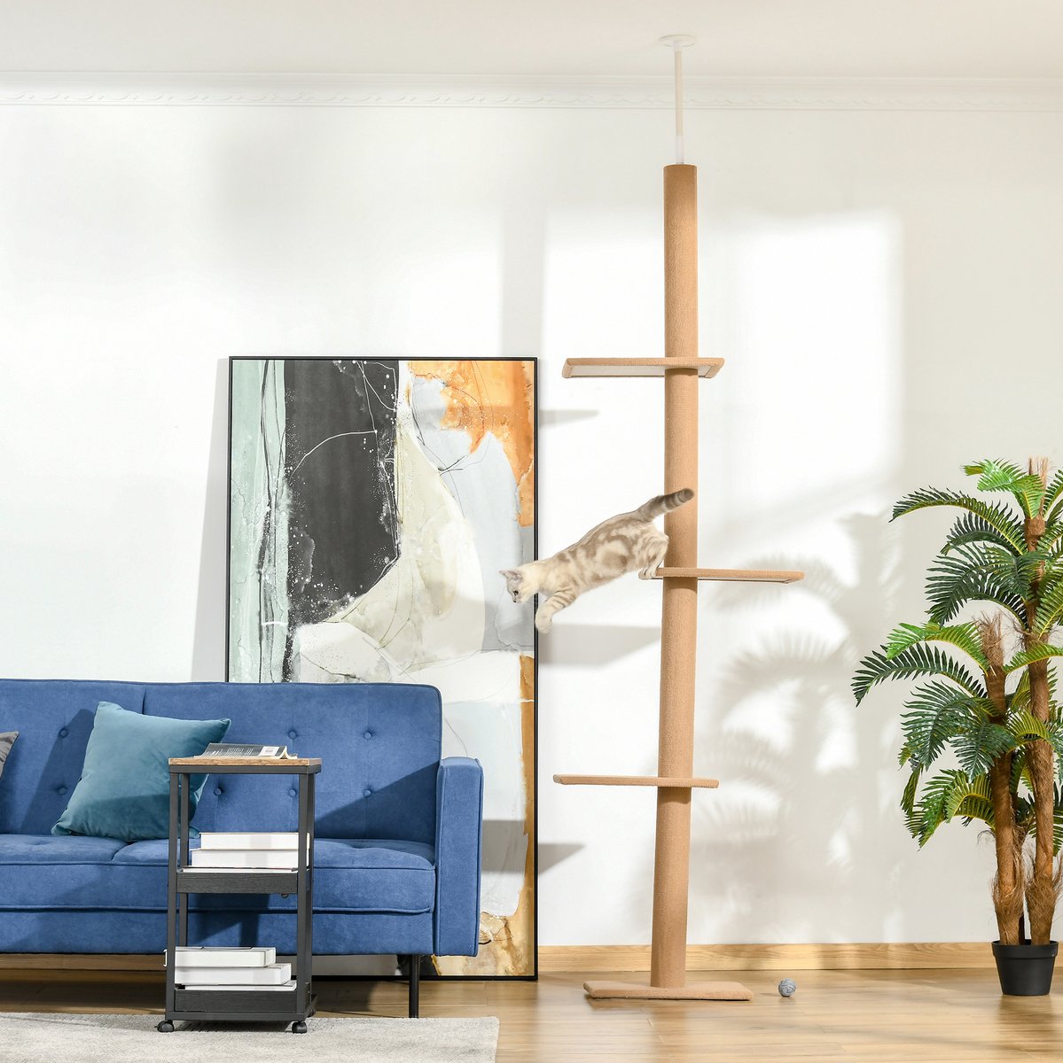 COVREO Krabpaal 43 x 27 x 260 cm, lichtbruin, multiplex, hoogteverstelbaar